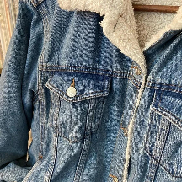 ❄️ Topman / ASOS Winter Sherpa Style Lined Denim / Jean Jacket ❄️ - Picture 12 of 16